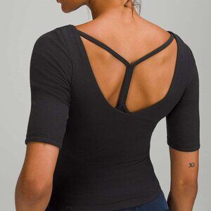 Lululemon Ribbed Micro-Modal Half Sleeve T-ShirtR  black size 4 rare!!